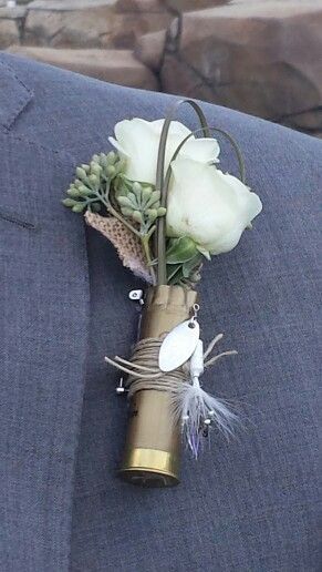 Fall Fishing Wedding, Fishing Wedding Ideas, Country Groom, 2026 Wedding, Mens Boutonniere, Bullet Crafts, Mom Dresses, Hunting Wedding, Swan Wedding