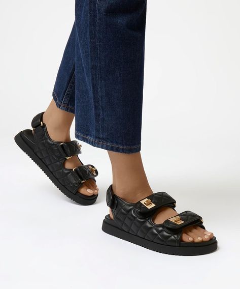 Women’a - Sandals Chanel Dad Sandals Outfit, Chanel Dad Sandals, Sandal Outfits, Sandals Chanel, Dad Sandals, Double Strap Sandals, Sandals Outfit, Chanel Sandals, Fashion Belts