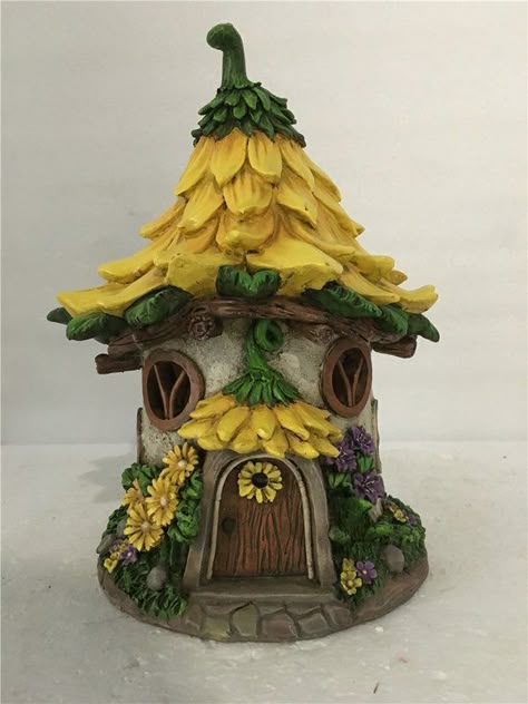 Solar Fairy House, Adorable Crafts, Outdoor Fairy Garden, Fairy Garden House, Ceramic Birdhouse, Clay Fairy House, Polymer Clay Fairy, Clay Fairy, Fairy House Diy