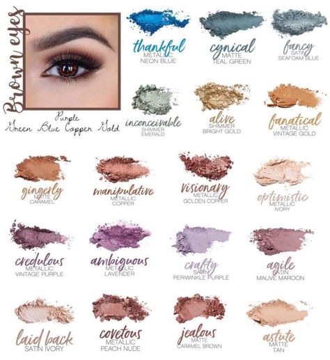 Brown Eyes colors People With Green Eyes, Younique Eyeshadow, Mauve Eyeshadow, Fall Eyeshadow, Grey Eyeshadow, Eyeshadow Colors, Younique Beauty, Purple Lipstick, Brown Eyeliner