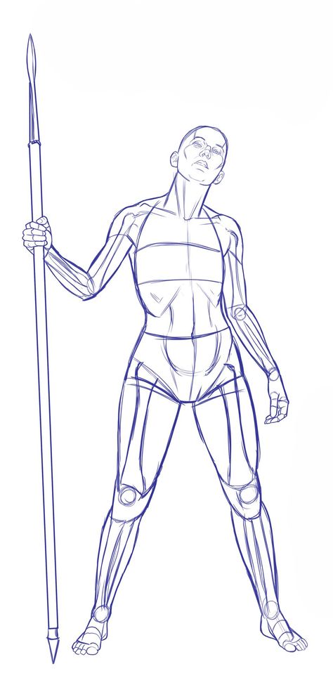 178.f.stand.spear by POSEmuse on DeviantArt Drawing Poses Male, Warrior Drawing, Warrior Pose, Action Pose Reference, Human Figure Drawing, Photographie Portrait Inspiration, Anatomy Poses, Body Reference Drawing, Standing Poses