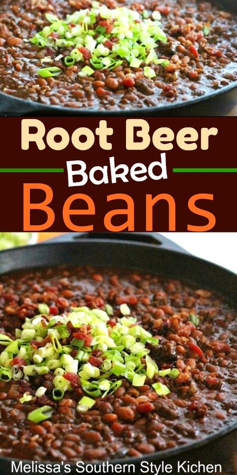 Picnic ready Root Beer Baked Beans #bakedbeans #beans #porkandbeans #grillingfood #bbq #barbecuebeans #southernfood #southernrecipes #rootbeer #food #sidedishrecipes #dinnerideas #dinner July 4th Food Cookout Sides, Root Beer Baked Beans, Beans Baked, Best Baked Beans, Bbq Baked Beans, Cowboy Beans, Baked Bean Recipes, Bbq Sides, Bean Pot