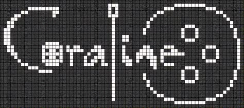 Coraline Tapestry Crochet, Coraline Grid Pattern, Pierce The Veil Alpha Pattern, Coraline Cross Stitch Pattern, Crochet Grid Patterns With Numbers, Coraline Pixel Art Grid, Supernatural Alpha Pattern, Ghostface Alpha Pattern, Coraline Tapestry