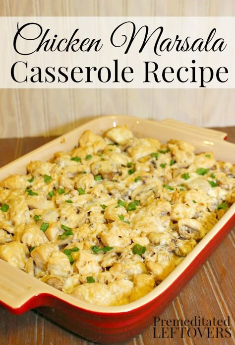 Chicken Marsala Casserole Recipe - This quick and easy recipe for Chicken Marsala Bake is delicious! Can be doubled to make an easy freezer recipe. Chicken Marsala Casserole, Recipe For Chicken Marsala, Chicken Marsala Recipe, Marsala Recipe, Marsala Chicken Recipes, Recipe For Chicken, Chicken Marsala, Easy Casserole, Casserole Recipe