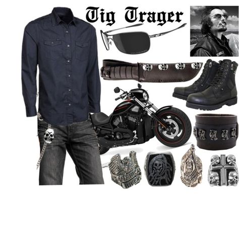 Tig Trager - Sons of Anarchy inspired outfit Tig Trager Aesthetic, Harley Davidson Outfits Men, Tig Trager, Motorcycle Maintenance, Masculine Outfits, Boss Outfit, Cali Life, Jax Teller, Space Fantasy