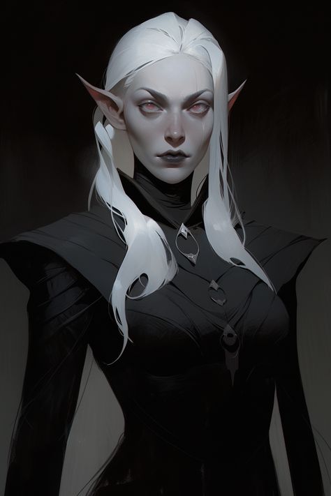 Dnd Characters Eladrin, Elf Necromancer, Drow Cosplay, Pale Elf, Drow Art, Drow Female, Drow Cleric Eilistraee, Shadar Kai Female, Dark Elves