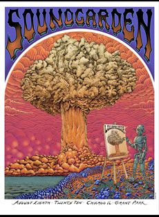 Soundgarden by EMEK Soundgarden Poster, Vintage Music Art, Sound Garden, Art Hippie, Grant Park, Concert Poster, Music Posters, Chris Cornell, Tour Posters