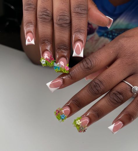 the grass is actually greener over here CLOCK IT🦋💐🌷🍃 #nailtech #nailartistry #nailsnailsnails #naildesign #naildesign #nailpolish #nailfashion #nailideas #nailinstagram #nailsalon #nailstyle #longnails #nailpro #memphisnails #acrylicnails #almondnails #squarenails #nails #celebritynailartist #901nails #nailporn #deenailssss #nailgirl #girlynails #almondnails #taperedsquare #curvednails Grass Nail Designs, Leo Season Nails, Grass Nail, Season Nails, Curved Nails, Celebrity Nails, Pink Ombre Nails, Leo Season, Nail Pro