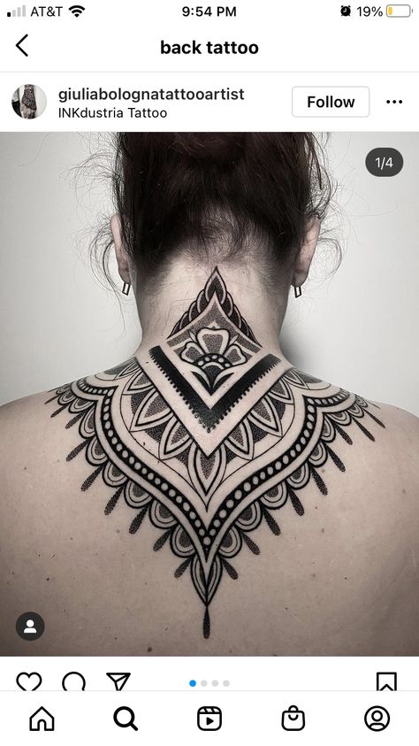 Back Of Neck Tattoos, Ornament Tattoo, Nape Tattoo, Geometric Mandala Tattoo, Elbow Tattoo, Girl Back Tattoos, Neck Tattoos Women, Back Of Neck Tattoo, Elbow Tattoos