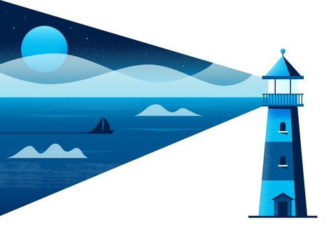 The Lighthouse Lighthouse Graphic Design, Lighthouse Graphic, Lighthouse Illustration, Lighthouse Design, Arte Peculiar, The Lighthouse, Landscape Illustration, Flat Illustration, 로고 디자인