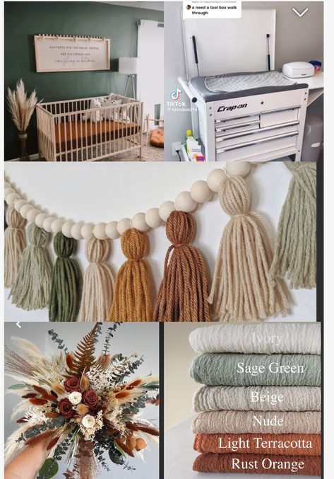 Sage Green And Rust Nursery, Safe Green Nursery Ideas, Green And Rust Nursery, Rust Orange Nursery, Terra Cotta Nursery, Southwestern Nursery Decor, Southwestern Baby Shower, Southwestern Nursery, Cream Nursery