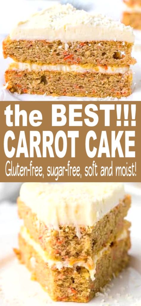 Carrot Cake For Diabetics, Gluten Free Sugar Free Carrot Cake, Gluten Free Sugar Free Cake Recipes, Sugar Free Carrot Cake Recipe, Almond Flour Carrot Cake, Coconut Flour Carrot Cake, Cookie Experiment, Diabetics Recipes, Keto Carrot Cake