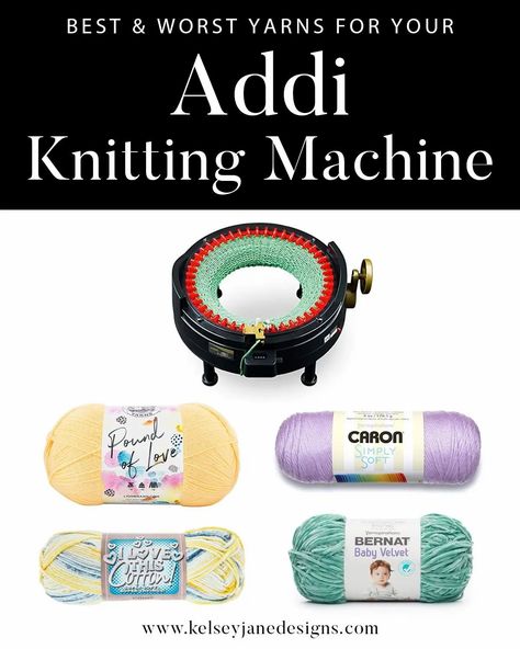 The best and worst yarns to use in your Addi Knitting Machine. The correct yarn can help you fly through your project with ease. Hat Knitting Machine, Addi Knitting Machine Hat Patterns, Best Yarn For Sentro Knitting Machine, Addi Machine Patterns, Addi Express Kingsize Projects, Addi Knitting Machine Patterns, Machine Knitting Techniques, Addi Patterns, Knitting Machines For Sale