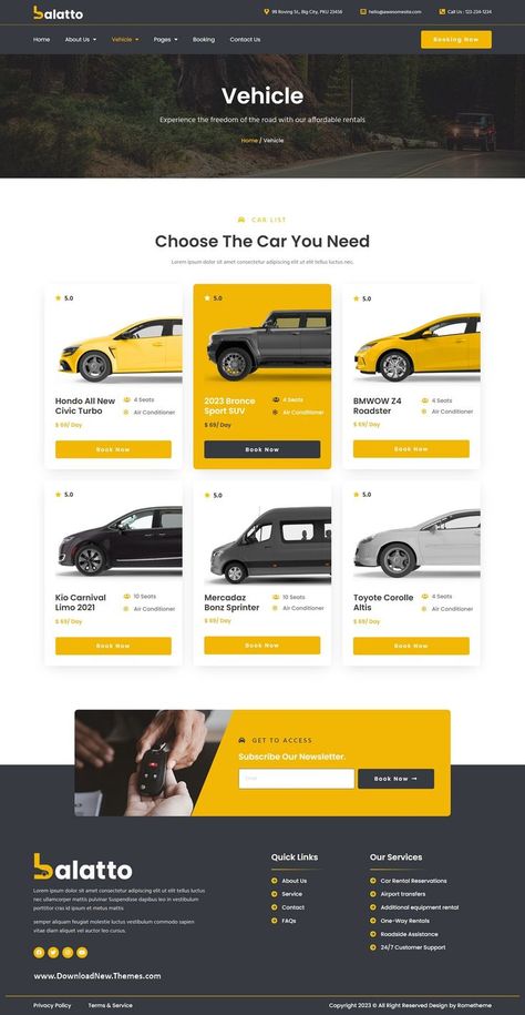 Balatto - Car Rental Company Elementor Pro Template Kit Car Rental Website, Webpage Design Layout, Transportation Business, Food Web Design, Ui Website, Car Rental Company, Ux Design Inspiration, Webpage Design, Homepage Layout