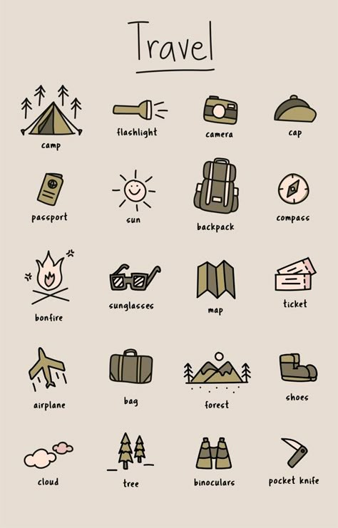 Camping Drawing, Camping Icons, Sketch Note, Camping Photography, Free Vector Illustration, Travel Icon, Sketch Notes, Camping Checklist, Drawing Simple