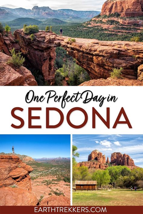 Everything you need to know to spend one perfect day in Sedona, Arizona. Best things to do in Sedona if you only have one day, how to plan your time, where to eat, where to stay, and more. Sedona Travel Guide, Devils Bridge, Things To Do In Sedona, Sedona Travel, Slide Rock State Park, Visit Sedona, Cathedral Rock, Sedona Az, Arizona Travel