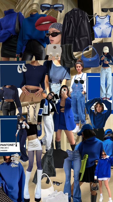 #fashion #inspo #moda #blue #deepblue #deepautum #colorimetria #outfits #clothes #blueclothes Deep Blue Outfit Aesthetic, Dark Blue Outfit Aesthetic, Blue Outfit Aesthetic, Royal Blue Outfits, My Color Palette, Wardrobe Building, Blue Colour Palette, Grey Outfit, My Color