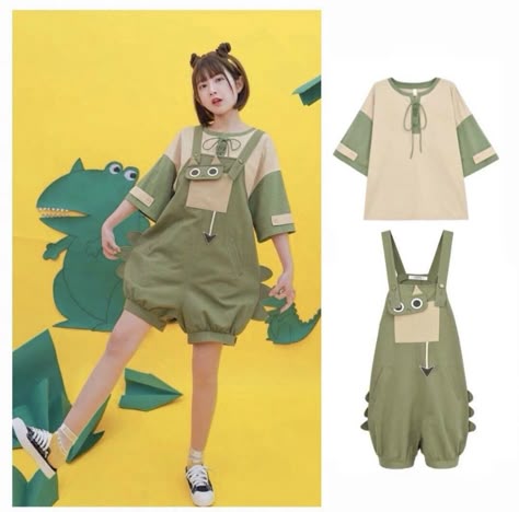 Frog Style Outfit, Frog Outfit Ideas, Froggy Outfit, Cute Frog Clothes, Kawaii Frog Outfit, Harajuku Outfit, Oversize Outfit, Gorgeous Clothes, Punk Outfits