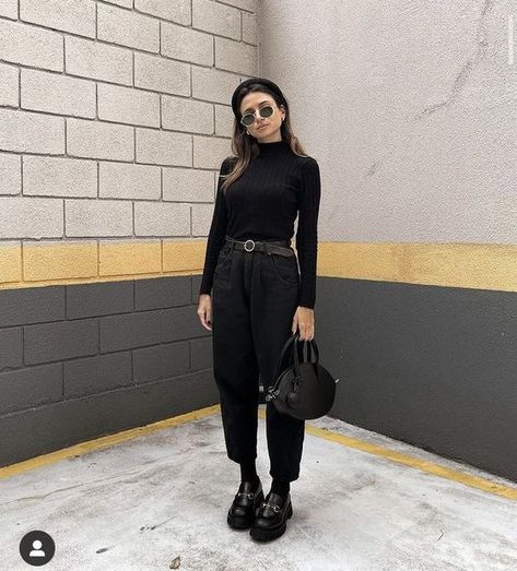 Black Loafers Outfit, Edgy Work Outfits, Loafer Outfits, Loafers Outfit, Work Outfits Women, Winter Fashion Outfits, Fall Winter Outfits, Outfits Casuales, Black Outfit