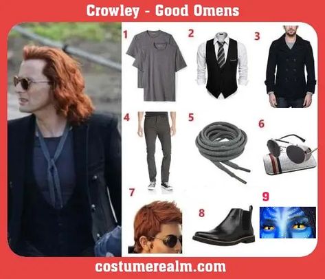 Crowley Good Omens Costume Good Omens Crowley Cosplay, Good Omens Costume, Good Omens Halloween Costume, Crowley Costume, Good Omens Cosplay, Crowley Cosplay, Good Omens Crowley, The Good Omens, Crowley Good Omens