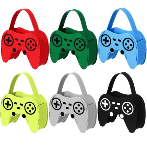 PRICES MAY VARY. Felt Video Game Goodie Bags Set: includes 12 video game felt goodie bags in 6 colors, 2 pieces for each color, catering to the demands of sizeable parties and gatherings; The vivid video game button cutouts can be assembled on the bags, making each bag a hit among party guests; These joyous elements are blended into a lovely design, ideal for various occasions and party decorations Suitable Size and Quality Material: each video game felt bag measures approx. 7.87 x 5.91 x 2.76 i Mario Theme Birthday Party, Game Themed Party, Prizes For Kids, Biscuits Snacks, Video Game Party Favors, Class Rewards, Gift Bags Birthday, Game Button, Video Game Birthday Party