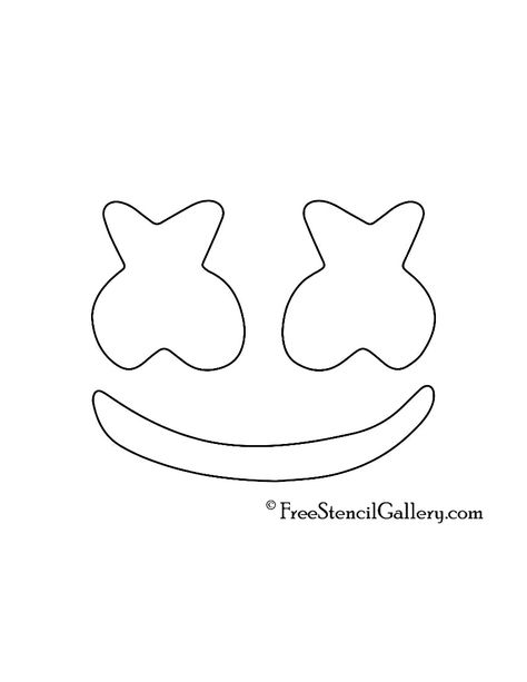 Marshmello Face Stencil | Free Stencil Gallery Fortnite Birthday Party Printables Free, Marshmallow Dj Party Ideas, Dj Marshmellow Party Theme, Dj Marshmallow Cake, Fortnite Marshmello Party Ideas, Marshmallow Fortnite Cake, Fortnite Marshmello Cake, Fortnite Pumpkin Carving, Marshmallow Fortnite