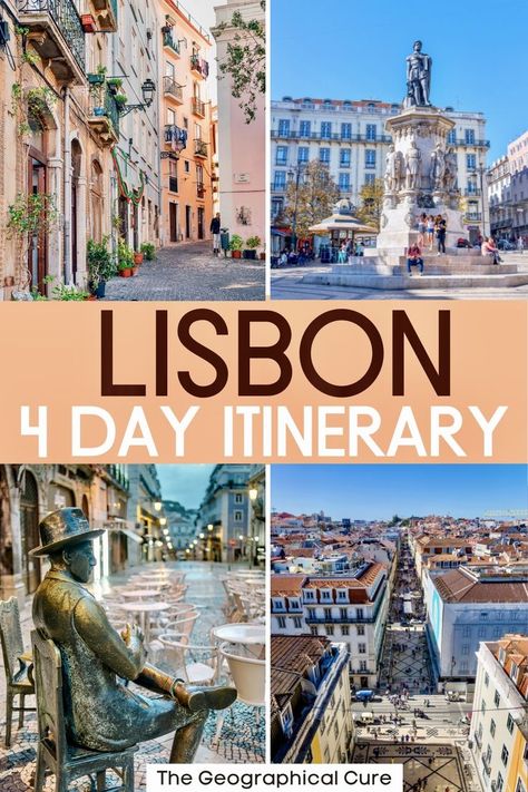 Pinterest pin for 4 days in Lisbon itinerary Lisbon Portugal 4 Days, 5 Days In Lisbon, Best Day Trips From Lisbon, Lisbon 4 Day Itinerary, Must See In Lisbon Portugal, Best Things To Do In Lisbon, Travel To Lisbon Portugal, Lisbon What To Do, Portugal Best Places To Visit