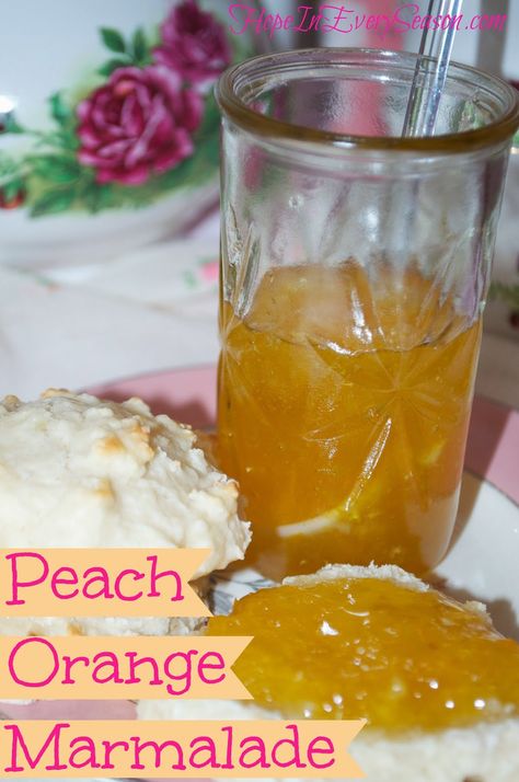 Peach Orange Marmalade -- No Pectin Recipe --Make Bake Create Party Peach Orange Marmalade Recipe, Vintage Homemaking, Modern Homemaker, Pectin Recipes, Recipes Vintage, Appetizer Sandwiches, Fruit Compote, Orange Marmalade, Dessert Dips