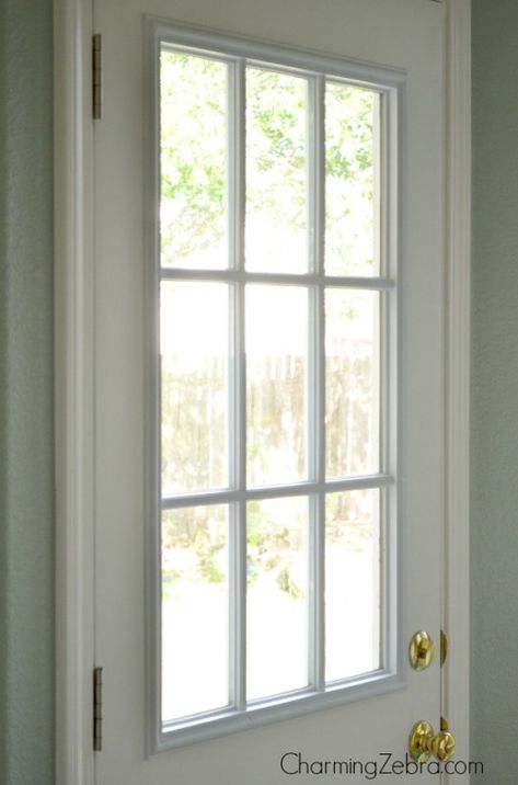 Small Door Window Covering Ideas, Cover Door Window, Diy Door Window Covering Ideas, Metal Door Window Covering Ideas, Backdoor Window Covering, Cover A Window, Front Door Window Covering, French Door Coverings, Door Curtains Diy