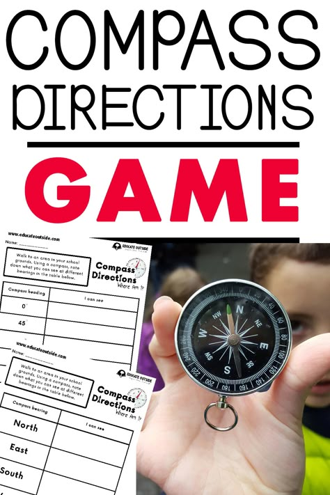 Compass Scavenger Hunt, Make A Compass Craft, How To Read A Compass How To Use, How To Make A Compass Projects, Beaver Scout Activities, Survival Games Activities, Outdoor Scout Activities, Compass Games For Kids, Compass Activities For Kids