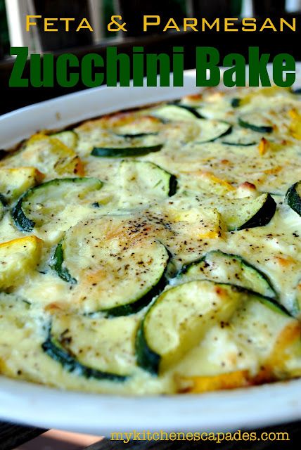 Feta & Parmesan zucchini Zucchini Bake, Bake Zucchini, Parmesan Zucchini, Squash Recipes, Slow Food, Zucchini Recipes, Side Recipes, Spaghetti Squash, Veggie Dishes