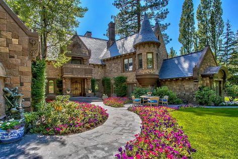 Fairy Tale Homes Fairy Tale Homes, Beach Mansions, Stone Porch, Fairytale Houses, Fairytale House, Incline Village, Hill Interiors, House Landscape, Country House Decor