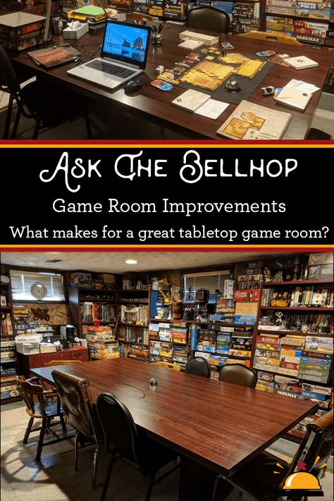 Do you have a room dedicated to tabletop gaming? Looking for ways to improve that gameroom? Perhaps you are looking to create your RPG room from scratch. Check out these must haves and suggestions on how to improve your personal dungeon. via @tabletopbellhop Tabletop Gaming Room, Table Top Game Room, Dnd Gaming Room, Dnd Game Room Ideas, Dungeons And Dragons Game Room, Dnd Basement, Board Game Room Design, Tabletop Game Room, Board Game Room Ideas