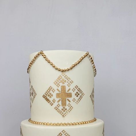 Fancy Cakes by Selam on Instagram: "Traditional cake design. Inspiration taken from @voilapastry Beautiful cross stencil made by the talented @_eva_designs" Cross Stencil, Cake Design Inspiration, Ethiopian Traditional Dress, Habesha Kemis, Grad Pic, Cake Decorating Piping, Baptism Cake, Traditional Cakes, Christening Cake