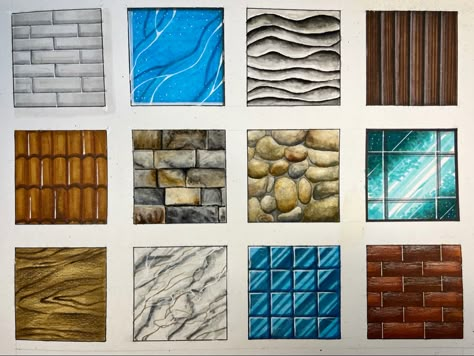 Tiles Texture Drawing, Rendering Techniques Architectural, Material Texture Architecture, Interior Design Plates, Wall Texture Drawing, Architecture Plates Drawing, Architecture Texture Drawing, Texture Sketch Architecture, Visual Texture Drawing