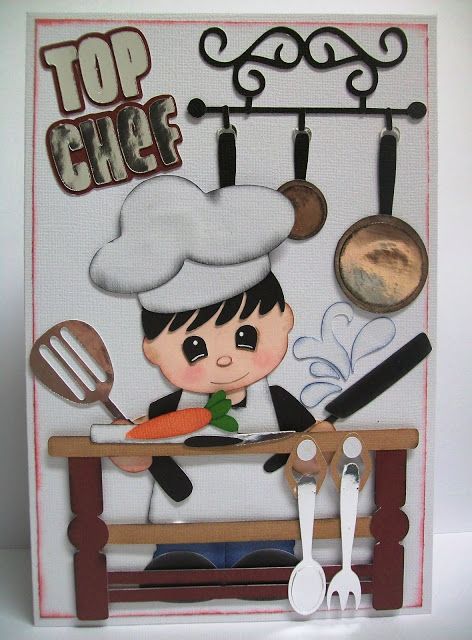 Chef Crafts Preschool, Cooking Classes Design, 2nd Birthday Cake Boy, Chef Decorations, Chef Card, Treasure Box Designs, Cooking Theme, Cafe Cards, File Decoration Ideas