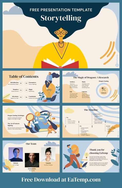 Storytelling PowerPoint Presentation Template - Free PowerPoint Templates, Google Slides, Figma Deck And Resume Storytelling Presentation, Story Presentation, Deck Layout, Story Illustration, Powerpoint Slide Designs, Presentation Deck, Slides Design, Wish Granted, Free Powerpoint Templates