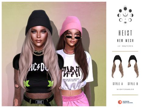 HEIST HAIR | Nightcrawler on Patreon Sims Love, Cc Mods, Sims 4 Expansions, Sims 4 Dresses, Sims 4 Cc Packs, Sims Hair, Sims 4 Mods Clothes, Sims 4 Cas, Sims 4 Game