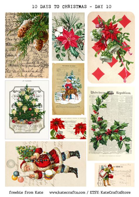 Journaling Prints, Free Christmas Printables Vintage, 10 Days Of Christmas, Xmas Printables, Christmas Freebie, Christmas Photo Album, Color Clipart, Scrapbooking Templates, Free Printable Crafts