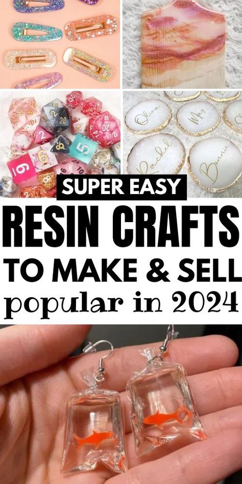 Create stunning resin crafts to sell with these easy and popular DIY ideas. Whether you're working with epoxy or UV resin, explore various projects, including craft molds and coasters, perfect for sparking your creative business. Easy Resin Crafts, Things To Put In Resin, Resin Crafts To Sell, Resin Ideas To Sell, Resin Craft Ideas, Craft Ideas To Sell, How To Make Resin Jewelry, Resin Business, Resin Jewelry Tutorial