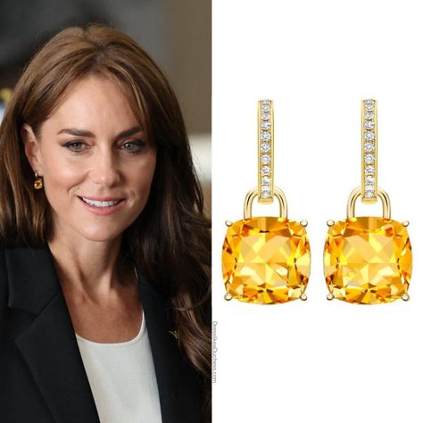 7 of Kate Middleton's Favorite Pieces of Citrine Jewelry - Dress Like A Duchess Princess Catherine Jewellery, Kate Middleton Jewelry, Citrine Jewelry, Citrine Earrings, Citrine Necklace, Yellow Earrings, Citrine Stone, Citrine Ring, Yellow Gold Bracelet