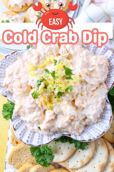 Sweet lump crab meat from a can, creamy cheeses, and a hint of Old Bay combine to whip up a tasty and crowd-pleasing dip in less than 5 minutes! When you make this creamy cold crab dip recipe, you will almost hear the ocean waves. Crabmeat Dip, Crab Dip Recipe Cold, Cold Crab Dip, Crab Dip Cold, Crab Dip Recipe, Cold Dip Recipes, Lump Crab Meat, Homemade Appetizer, Lump Crab