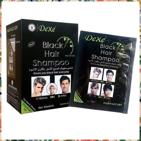 10 PCS Dexe Black Hair Shampoo Instant Hair Dye for Men Women Black Color - Simple to Use - Hair Dye Permanent - Last 30 days - Natural Ingredients, Black Hair Dye Shampoo Great Choice for Woman&Man Natural Black Hair Dye, Shiny Black Hair, Dyed Hair Care, Black Hair Shampoo, Clairol Natural Instincts, Black Shampoo, Cinnamon Hair, Dyed Hair Men, Shampoo For Gray Hair