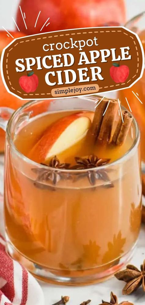 Learn how to make this easy apple cider recipe for a fall recipe you'll enjoy! This Crockpot Spiced Apple Cider is easy to make, and delicious to drink! One of the best drink recipes that can be kid-friendly or can be perfect for grown-ups! Cheers! Crockpot Cider, Hot Cider Recipes, Easy Apple Cider Recipe, Best Drink Recipes, Spiced Cider Recipe, Spiked Apple Cider Recipe, Crockpot Apple Cider, Spiced Apple Cider Recipe, Hot Apple Cider Recipe