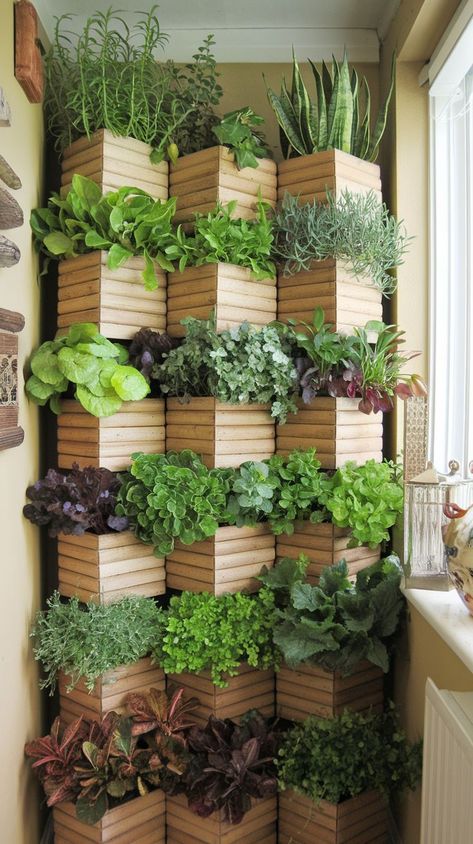 Indoor Food Garden, Apartment Garden Ideas, Vertical Flower Garden, Herb Garden Outdoor, Apartment Vegetable Garden, Indoor Gardening Ideas, Apartment Patio Gardens, Indoor Garden Apartment, Ideas For Small Apartments