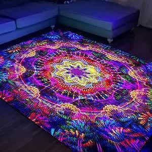 Trippy Mandala, Baddie Room, Vibey Room, Dark Boho, Mandala Rug, Girly Apartments, Girly Apartment Decor, Chill Room, Rug For Bedroom