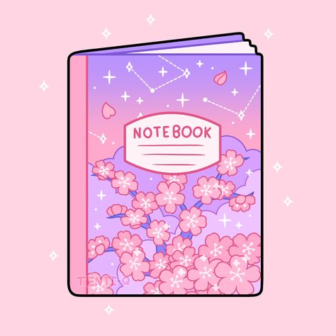 Cute Procreate Drawings Easy, Purple Drawing Ideas, Sakura Cute, Kawaii Pastel Aesthetic, Kawaii Notebook, Purple Stars, Sakura Art, Cross Stitch Geometric, Props Art