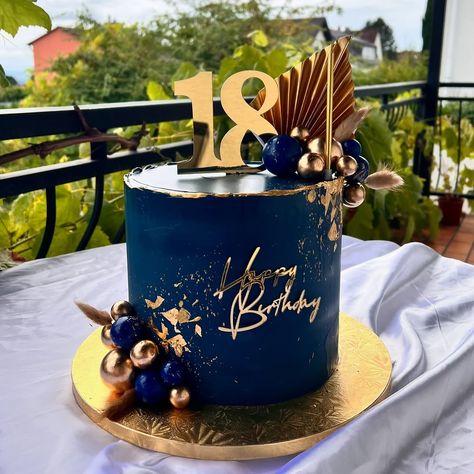 A birthday cake can be the showstopper of any party, and this deep blue and golden design exudes luxury.

Necessary Materials:
Navy blue and gold tiered birthday cake
Elegant gold cake topper with the number “18”
Metallic embellishments for a stylish finish
Outdoor or neutral backdrop for a clean look
How to Recreate This Look:
Keep the setting minimal to let the bold colors stand out.
Add golden accents like a cake stand or table décor.
Capture photos in natural daylight for a luxe effect.
Use satin or velvet textures to enhance the aesthetic. Blue Gold Cake, Birthday Cake Elegant, Tiered Birthday Cake, Aesthetic Backdrop, Birthday Ideas Girl, Cake Elegant, Tiered Cakes Birthday, 18th Birthday Ideas, Unique Gifts For Girls