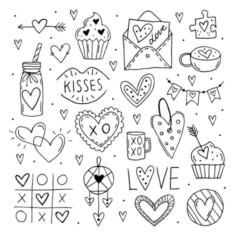 Love Letras, Calendar Doodles, Valentines Day Doodles, Valentine Drawing, St Valentines Day, Valentine Doodle, Silly Doodles, Valentines Day Cartoons, Valentines Day Drawing