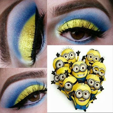 Minions inspired eye makeup #minions #makeup #summermakeup #minionsmakeup Minion Eye Makeup, Minion Inspired Makeup, Cute Minion Makeup, Minion Makeup Ideas, Minions Makeup, Minion Makeup, Halloween Minions, Diy Minion Costume, Minion Costume